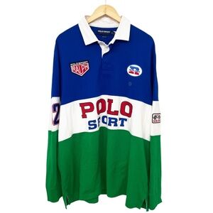 Polo by Ralph Lauren Blue and Green Long Sleeve Shirt